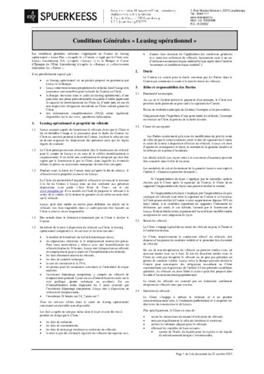General conditions concerning Lease Plus (french version)
