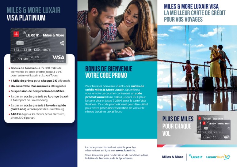 Dépliant "Miles & More Luxair Visa by Spuerkeess - La meilleure carte de crédit pour vos voyages"