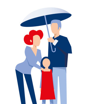 Illustration of a couple with their child